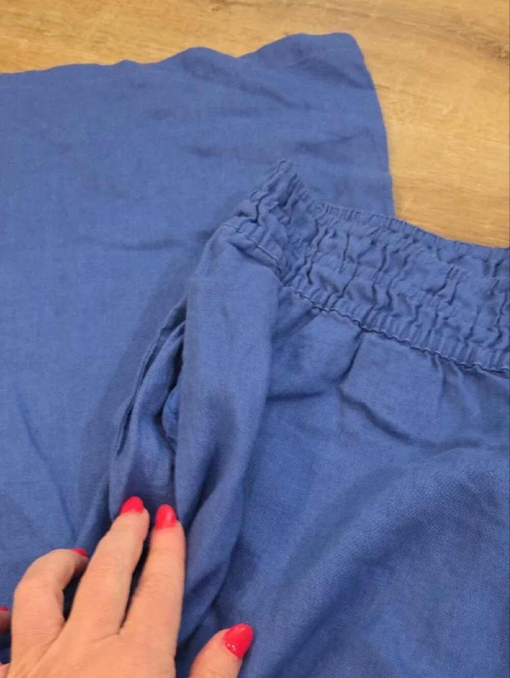 Anthropologie NWT Sz L Blue/Purple Wide-Leg Pull-On Linen Pants